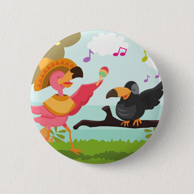 cinco de mayo flamingo 2 inch round button (Front)