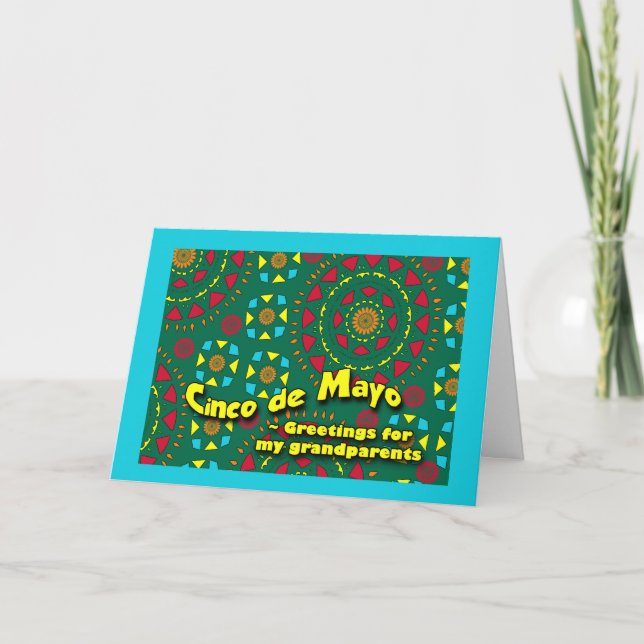 Cinco de Mayo for Grandparents, Colourful Mosaic Card (Front)