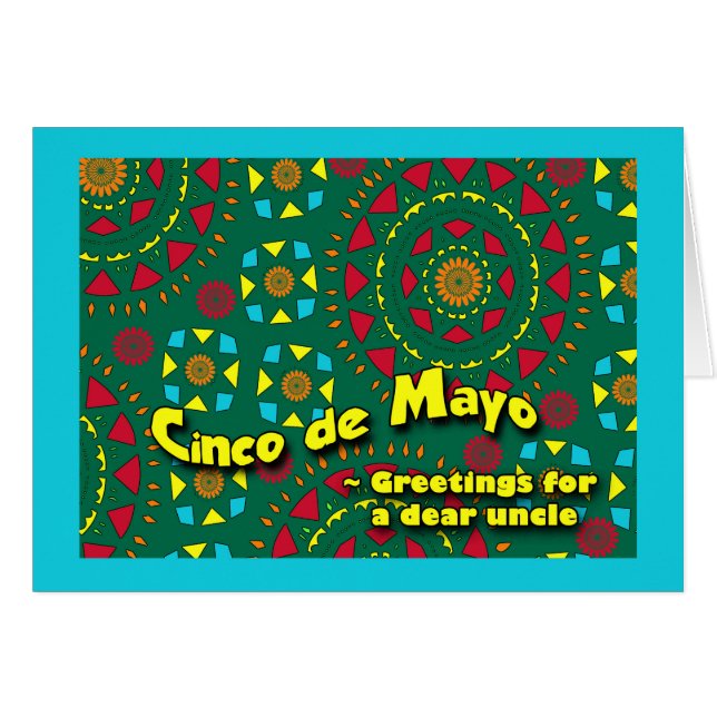 Cinco de Mayo for Uncle, Colourful Mosaic Design (Front Horizontal)