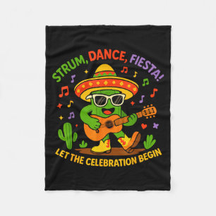 Cinco de mayo funny cactus sombrero strum danceCin Fleece Blanket
