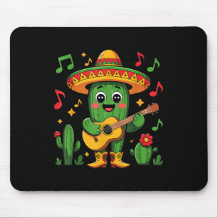 Cinco De Mayo Funny Catus With Sombrero Hat And Gu Mouse Pad