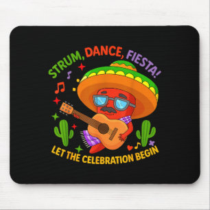 Cinco de mayo funny chili pepper sombrero strum mouse pad