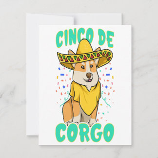 Cinco de Mayo Funny Corgi Dog with a Poncho _ Mexi Invitation