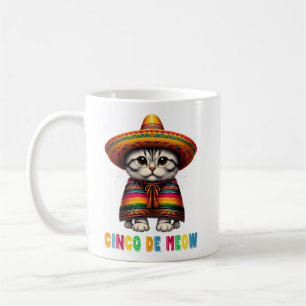  Cinco De Mayo Funny Mexican Cat Sombrero Meow Coffee Mug