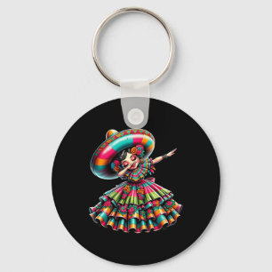 Cinco De Mayo Funny Mexican Dabbing Woman Cinco De Keychain