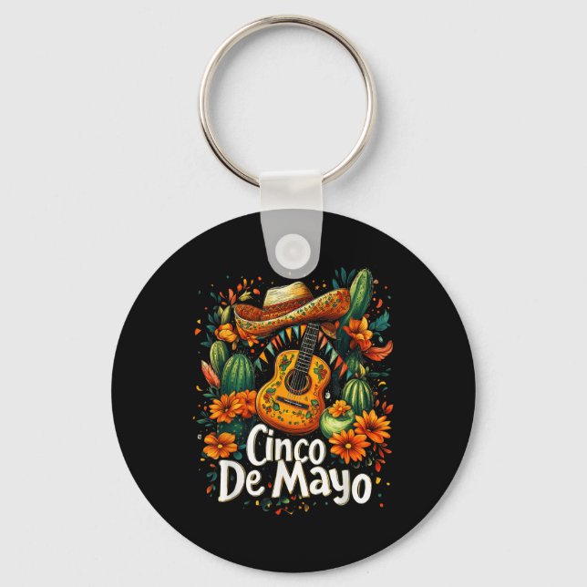 Cinco De Mayo - Funny Mexican Poncho Fiesta Party  Keychain (Front)