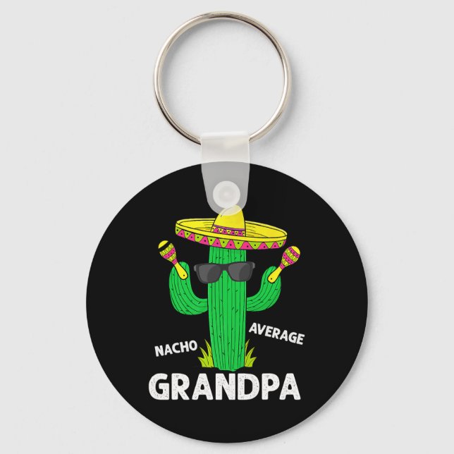 Cinco De Mayo Funny Nacho Average Grandpa Sombrero Keychain (Front)