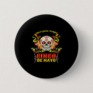 Cinco de mayo funny sugar skull holiday party humo 2 inch round button