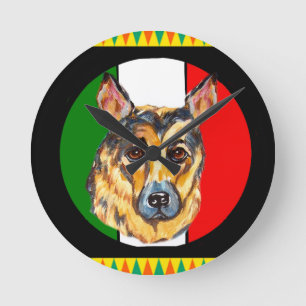 CINCO DE MAYO GERMAN SHEPHERD ROUND CLOCK