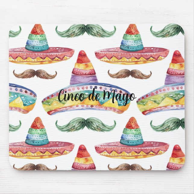 Cinco de Mayo Green Brown Moustaches Mouse Pad (Front)