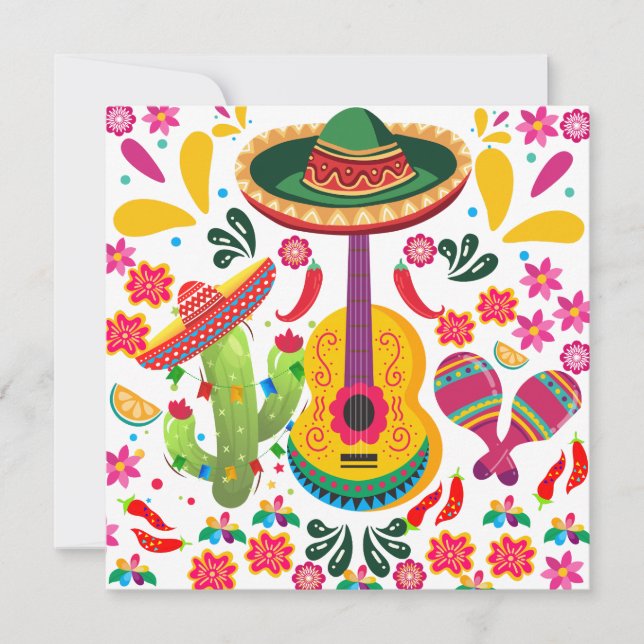 Cinco De Mayo Guitar Holiday Card (Front)