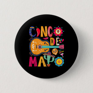 Cinco De Mayo Guitar Party Mexican Fiesta Happy 5 2 Inch Round Button