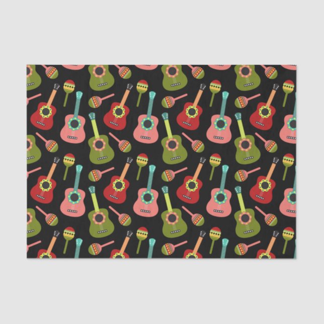 Cinco de Mayo Guitars Maracas Mexican Colours Musi Tissue Paper (Front)