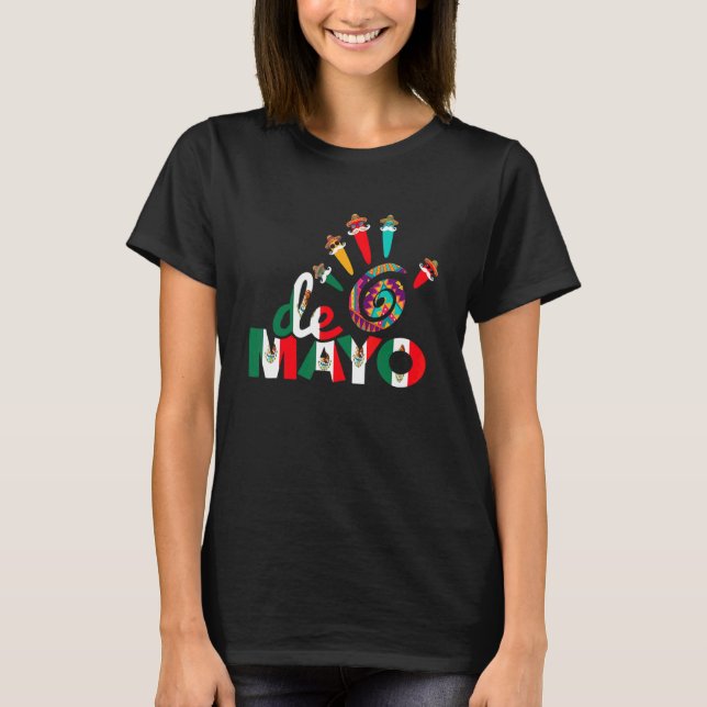 Cinco De Mayo  Hand Print Mexican Hat T-Shirt (Front)