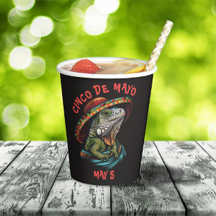 Cinco de Mayo Iguana Wearing Sombrero & Serape Paper Cups