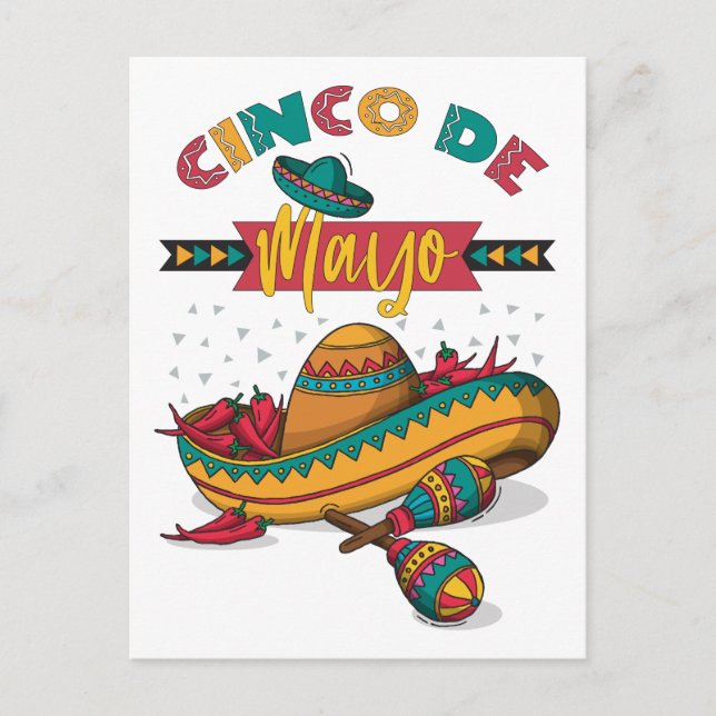 Cinco De Mayo Illustration, 1/2 Postcard (Front)