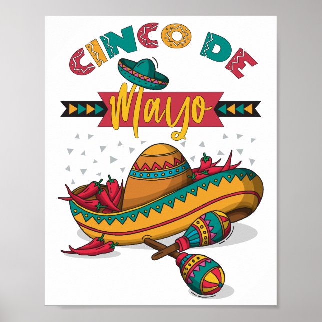 Cinco De Mayo Illustration, 1/2 Poster (Front)