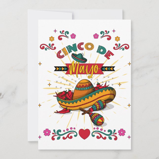 Cinco De Mayo Illustration, 2/2 Holiday Card (Front)