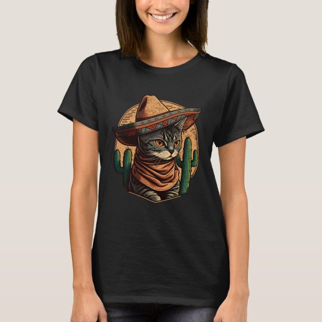 Cinco de Mayo Kitten With Sombrero Mexican Fiesta  T-Shirt (Front)