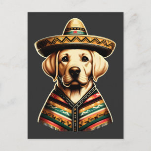 Cinco De Mayo Labrador Retriever Poncho Sombrero Holiday Postcard
