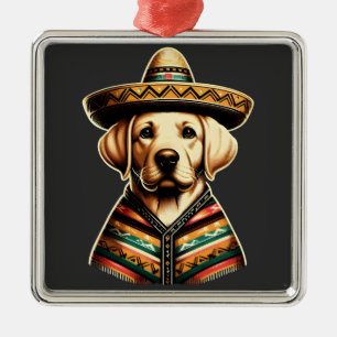 Cinco De Mayo Labrador Retriever Poncho Sombrero Metal Ornament