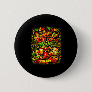 Cinco de mayo let's fiesta mexican party cinco deC 2 Inch Round Button