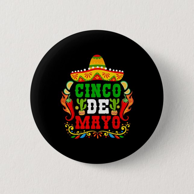 Cinco De Mayo Lets Fiesta Squad 5 De Mayo Mexican  2 Inch Round Button (Front)