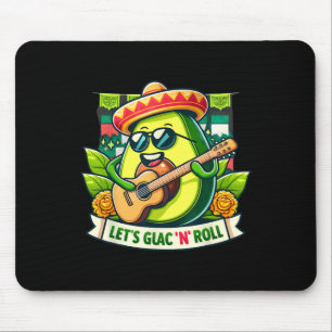 Cinco De Mayo Let's Guac n' Roll! Avocado Guitaris Mouse Pad
