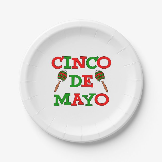 Cinco De Mayo Maracas Paper Plate (Front)