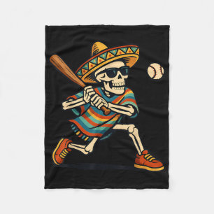 Cinco De Mayo Mariachi Skeleton Baseball Mexican S Fleece Blanket