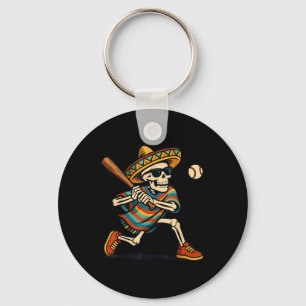 Cinco De Mayo Mariachi Skeleton Baseball Mexican S Keychain