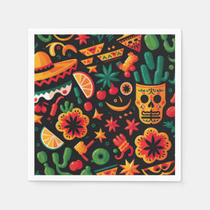 Cinco de Mayo. Mexican bright cartoon pattern Napkin