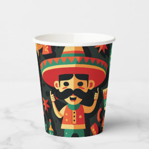 Cinco de Mayo. Mexican bright cartoon pattern Paper Cups