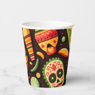 Cinco de Mayo. Mexican bright cartoon pattern Paper Cups