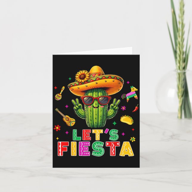 Cinco De Mayo Mexican Cactus Funny Lets Fiesta Par Card (Front)