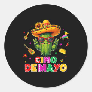 Cinco de mayo mexican cactus funny lets fiestaCinc Classic Round Sticker