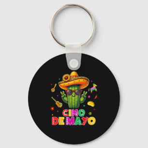 Cinco de mayo mexican cactus funny lets fiestaCinc Keychain