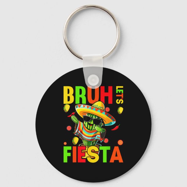 Cinco de mayo mexican cactus funny lets fiestaCinc Keychain (Front)