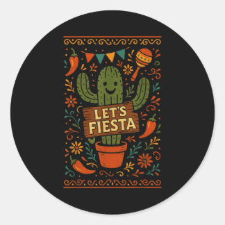 Cinco de mayo mexican cactus party funny letsCinco Classic Round Sticker