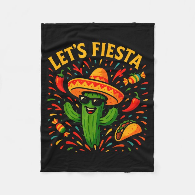 Cinco de mayo mexican cactus party funny letsCinco Fleece Blanket (Front)
