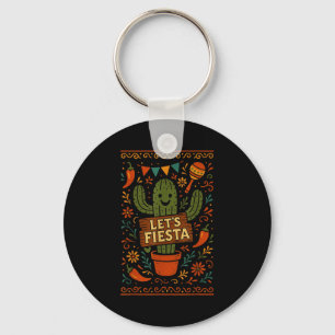 Cinco de mayo mexican cactus party funny letsCinco Keychain