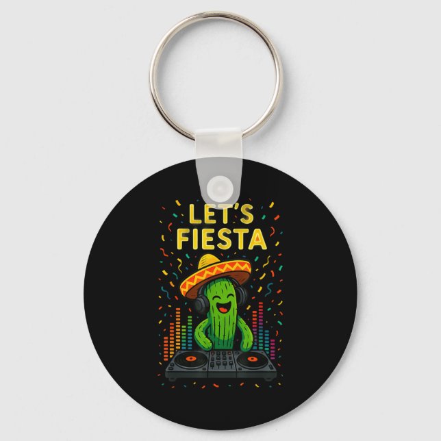 Cinco de mayo mexican cactus party funny letsCinco Keychain (Front)