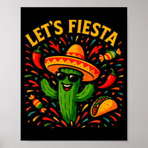 Cinco de mayo mexican cactus party funny letsCinco Poster
