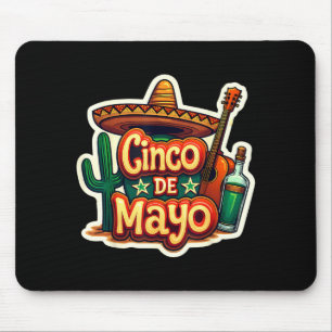 Cinco De Mayo Mexican Cactus Sombrero Guitar Fiest Mouse Pad