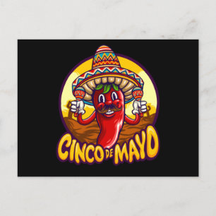 Cinco De Mayo Mexican Chilli Playing Maracas Postcard