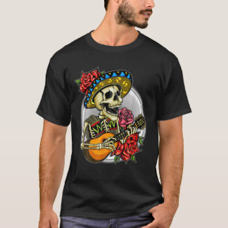 Cinco De Mayo Mexican Cross Sunglasses Skull Musta T-Shirt