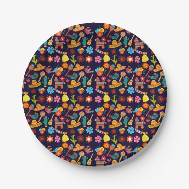 Cinco De Mayo Mexican cute pattern  Paper Plate (Front)