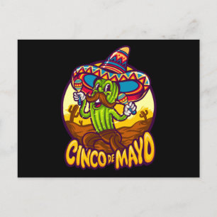 Cinco De Mayo Mexican Fiesta Cactus Playing Maraca Postcard