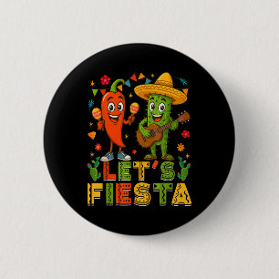 Cinco De Mayo Mexican Guitar Cactus Chili Lets Fie 2 Inch Round Button