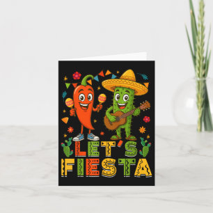 Cinco De Mayo Mexican Guitar Cactus Chili Lets Fie Card